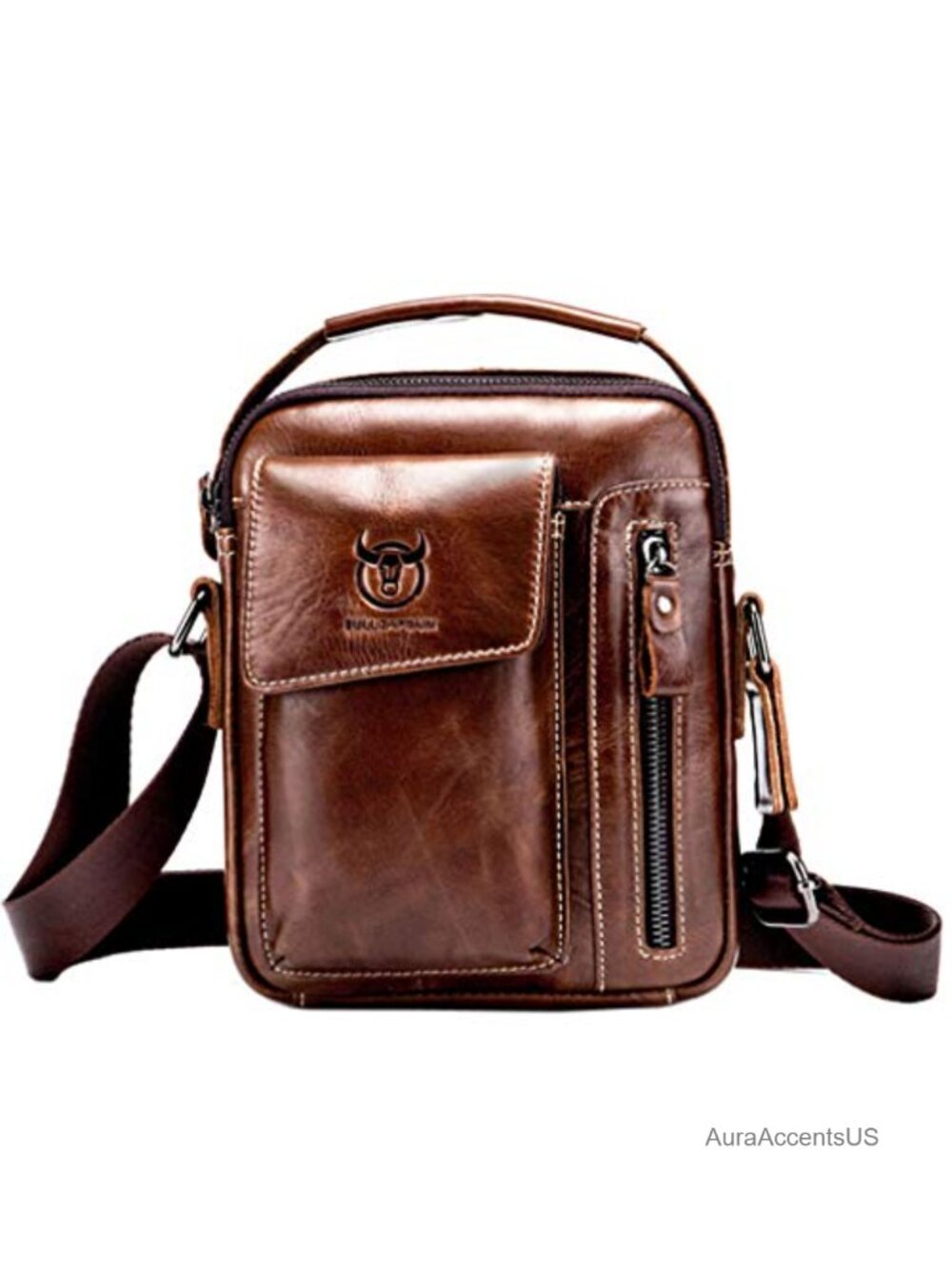 Genuine Leather Shoulder Bag Crossbody Messenger for Men Business Travel